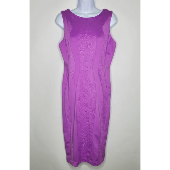 Alexia Admor Womens Purple Sleeveless Sheath Dress Size M Embossed Floral Print - Picture 1 of 10